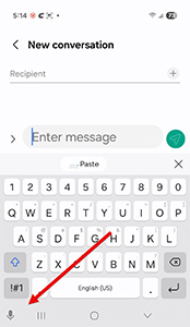 picture showing microphone icon under keyboard on Android phones