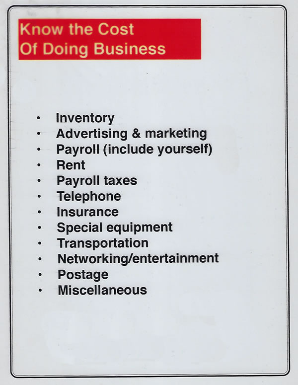List of business costs to consider when you are starting a business